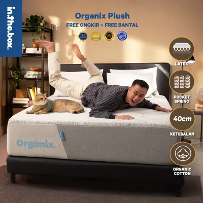Kasur Latex Spring Bed Natural Fabric IN THE BOX ORGANIX PLUSH - FREE Bantal & Mattress Protector Ukuran 90x200 100x200 120x200 140x200 160x200 180x200 & 200x200
