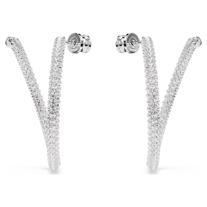 🖤Swarovski🖤(สินค้าใหม่) ต่างหูห่วงขนาดใหญ่ซีรีส์ Dextera สีเงินเพชร EH-YS456110548485020 ต่างหูคู่รักสไตล์ดีไซน์คลาสสิก ต่างหูแฟชั่นผู้หญิงเงินแท้ 925 ของขวัญพิเศษสำหรับแฟนหนุ่มของคุณ