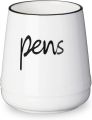 LEEOTYI Ceramic Farmhouse Pen Holder for Desk, Pencil Organizer 16 oz (White). 