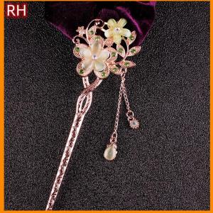 🔥🔥🔥ranghe แมวตาหินผม PIN คู่ดอกไม้ rhinestone ผมติดคลิปผม