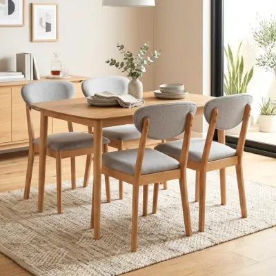 Furniture Direct YUMIKO JOSEPH 4 Seater Dining Set-Light Walnut set meja makan 4 orang