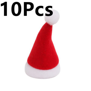 【On Sale】10Pcs Christmas Wine Bottle Cover Santa Claus Bottles Decoration with Hat Xmas Home Party Ornament Table Decor