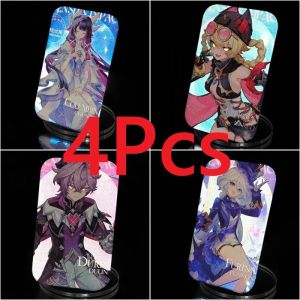 4Pc/Set Anime Game Cosplay Reflective Badge Focalors Hydro Archon Kuutar Moon Maiden Jahoda Durin Rectangle Pin Collection Breastpin for Bags Clothes exquisite Valentines Day Gift