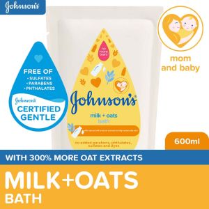 Johnsons Milk + Oats Baby Bath 600ml Refill - Baby Essentials Baby Care Baby Wash Body Wash For Baby