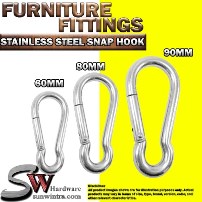 SW Hardware STAINLESS STEEL CARABINER SNAP HOOK 60MM / 80MM / 90MM