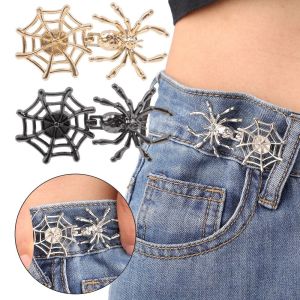 YOUSHI TOP Spider Web Spider Pants Button Tightener Waist Buckle Button Clasps Jean Buttons for Loose Jeans Trendy Gold Jean Fit Tighten Buckles