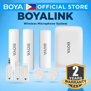 BOYA BOYALINK Dual-Channel Wireless Microphone System 2.4GHz with HD Noise Cancellation 100m Wireless Range 30 Hrs Ultra-Long Battery Life for Android iPhone iPad Camera Live Streaming Vlog TikTok Video Recording