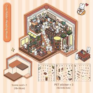 Cute Large Size 3D Miniature Scene Landscape Stickers Creative Villa Stacking Hand-Decompressed DIY Stickers