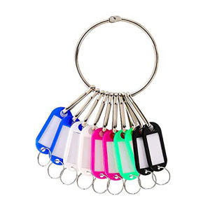 พวงกุญแจสแตนเลสพร้อมป้ายพลาสติก 10 หลักสำหรับการกำหนดหมายเลข/จำแนกประเภทเหมาะสำหรับโรงงาน โรงแรม หอพัก และสถานที่อื่นๆ
