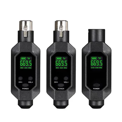 BOMGE UHF Wireless XLR Transmitter and Receiver& Wireless Guitar Transmitter ReceiverRechargeable Mic Adapter 16 Channels 164ft Range for Dynamic MicrophoneAudio MixerElectric Guitar Bass