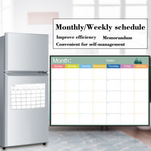 1 Pack A3 Size Magnetic Monthly Planner Calendar + 1 Pack A4 Size Dry Erase Whiteboard Family Home Office Note Board Message Drawing Fridge Magnetic Sticker Board Included 2 xErasers And 6 xPens 2xMagnetic Tacks