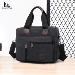 LouisWill Mens Canvas Bag Retro Shoulder Bag Waterproof Messenger Bag Fashion Handbag Commuter Bag Lightweight Casual Bag Fashion Leisure Sport Street Bag for College Student