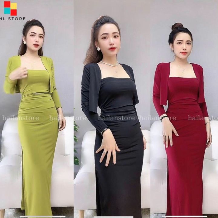 Đầm Body Cổ Vuông Tay Dài Tôn Dáng Sang Chảnh V209 - Cloudy Dress
