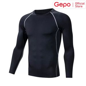 GEPO Áo Giữ Nhiệt Áo Legging Nam Dài Tay Chuyên Tập Gym Chạy Bộ Đá Bóng