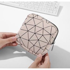 Sanitary Napkin Storage Bag Women Menstrual Pad Pouch Multi-Functional PU Leather Cosmetic Bag