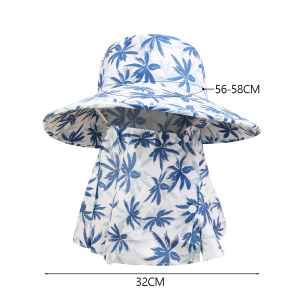 Summer Sun Protection Hat for Women Hawaiian Style Large Brim with Windproof Mask Hat Outdoor UV Protection Neck Sun Protection Cap