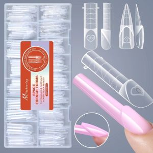 MAYIT 150PCS Thin Seamless Space Nail Dual Forms Ultra Short No Trace French Nail Plates Durable Manicure Tool False Nails Home Salon