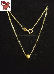 18k Saudi Gold nasasangla sale legit Tauco Chain with 3mm Ball Pendant necklace