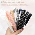 Lawie 8 Pack Baroque Hairbands Crystal Rhinestone Headband Beads Diamond Jeweled Sparkly Glitter Bling Padded Wide Headbands Cross Hair Bands Thick Hair Holder Accessories for Women Girls. 