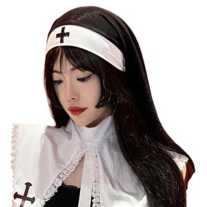 Nun Habits Hat Black and White Religious Cosplay Headwear Cosplay Halloween Costume Headpiece Nun Headband Caps