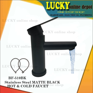 BF510BK HOT AND COLD MATTE BLACK STAINLESS STEEL BASIN FAUCET LAVATORY