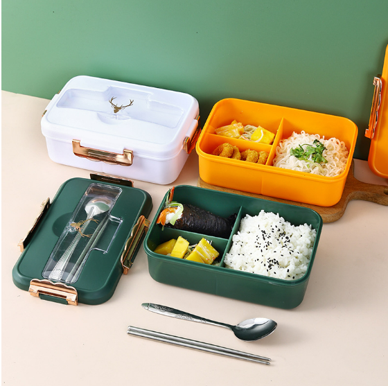 Wheat Straw Eco-friendly Lunch Box With Utensils Portable Picnic Food 