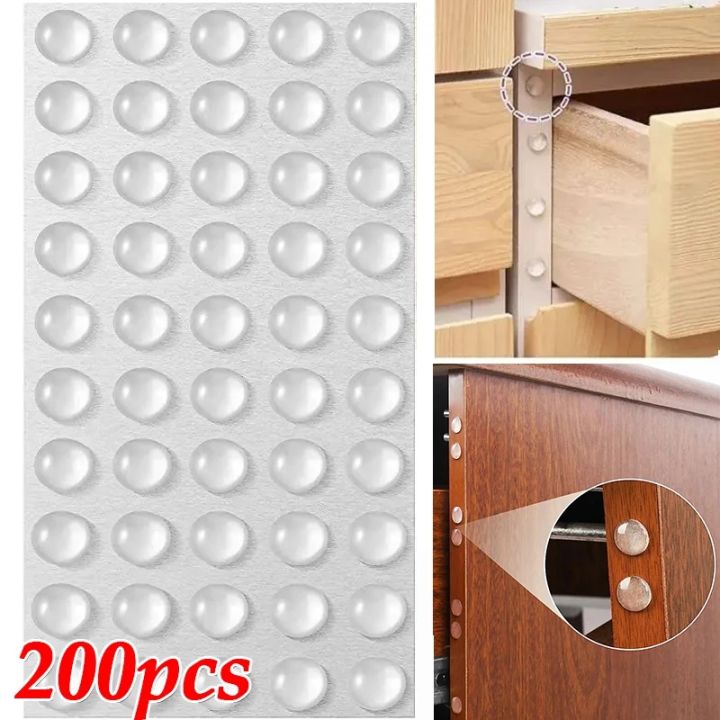 200Pcs Door Bumper Self Adhesive Silicone Rubber Pads for