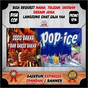 Spanduk Sosis Bakar dan Pop Ice Banner Bener Jualan Sosis Bakar Desain Terbaru Viral
