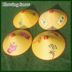 Blowing Cone Hat Retro Bamboo Rattan Fisherman Hat Handmade Weave Straw Bucket Hat Rain Dance Props Cone Sunshade Hat Plastic Bamboo Hat