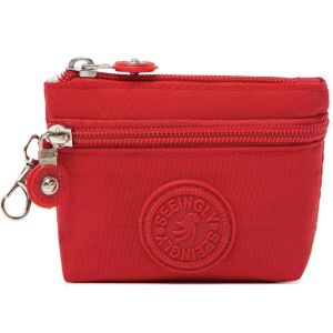 OUREAL Solid Color Women Wallet Waterproof with Keychain Coin Purse Portable Nylon Mobile Phone Bag Ladies