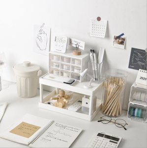 READY STOCK Korea Style 9-Grid Drawer Transparent Dustproof Jewelry Stationery Tabletop Bedroom Cosmetic Storage Box