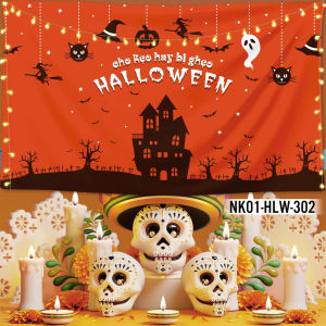 (Tặng đinh móc+keo dán) Tranh vải treo tườngbackdrop Halloweenlễ hội hoá trangtrang trí sự kiệnthiết kế theo yêu cầu