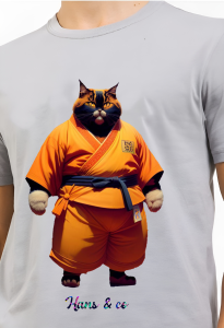 kaos pria premium 3 dimensi tshirt oblong animasi karate cat katun 24s 100% H022 by Hans & co