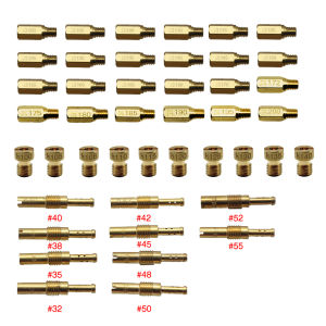 YC MOTOS Bộ 10 Chiếc Vòi Phun Chính Bộ Chế Hòa Khí Xe Máy Vòi Phun Chính Phản Lực Chậm/Phi Công Vòi Phun Cho PWK PE Mikuni OKO Keihin KOSO Carb