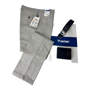 Quần kaki màu ghi IVORY Việt Tiến không ly 6R6564 100% cotton