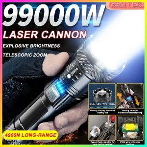 Senter Swat COB ZOOM Rechargeable SUPER TERANG LED Outdoor USB Rechargeable IPX4 tahan air kelas hidup Taktis Cahaya 18650 Battery