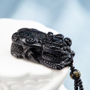 Black Natural A-grade Jade PIXIU King Pendant Wealth Pendant Men Necklace with Certificate