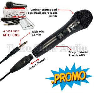 Microphone Professional Dynamic Advance MIC 885 MIC KABEL SUARA JERNIH KABEL PANJANG 3 METER