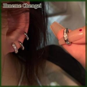 Hmeme 4PCS Aesthetic Zircon Hoop Earrings Simple Fashion Ear Buckles For Women Girl Trendy Cool Daily Wear Jewelry Accessories