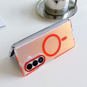 Senior Discolour Metal Lens for MagSafe Shockproof Phone Cases For Samsung Z Fold 7 Z Fold 6 Wireless Charging Cover