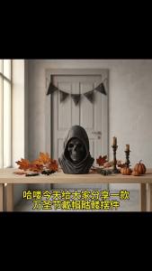 Tượng bán thân trang trí Halloween áo choàng đầu lâu Thần Chết có mũ trùm 3D Bán sỉ đồ trang trí bàn làm việc phong cách Gothic in ấn