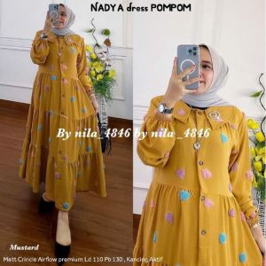 MIDI DRESS GAMIS CERINGKEL LENGAN PANJANG KANCING DEPAN HIDUP BUSUI GAUN MEWAH TERBARU MURAH