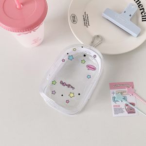 HENLI 2Pcs With Keychain Doll Storage Bag Protector Cartoon Pattern Doll Protective PVC Shell Detachable Hanging Pouch Doll Transparent Case 10cm Doll