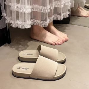 New Old Money Style WomenS Sandals For Spring And Summer Fashionable And Versatile Retro Thick-Soled Slip-On Slippers For Outdoor Wear
