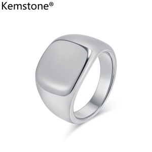 Kemstone วงแหวนโค้งเรียบแหวนเครื่องประดับสแตนเลสของผู้ชาย