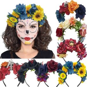 Spryz halloween headband devil headband halloween headband for kids Skeleton Simulation Flower Headband Spider Rose Flower Skull Hair Hoop Funny Antler Halloween Hair Band Party