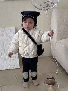 Baby autumn and winter outdoor clothing Korean-style childrens wear 2025 Winter girls plaid quilted cotton jacket set childrens cotton coat