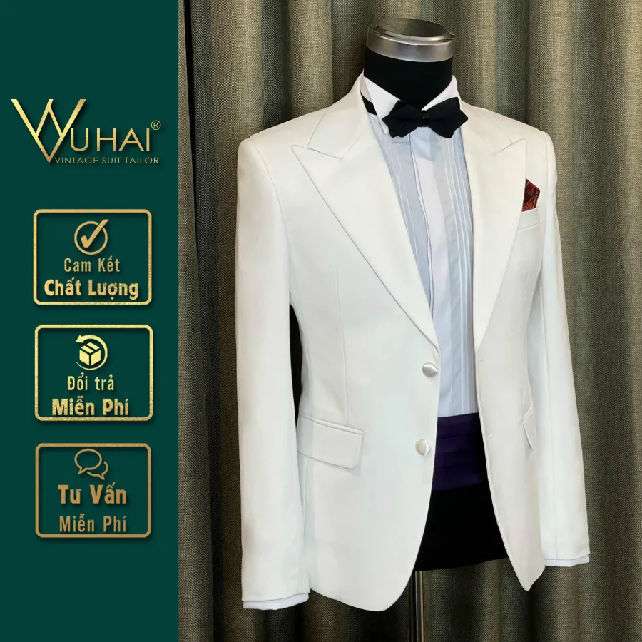Vest nam Tuxedo màu trắng From Slim sang trọng lịch lãm | Lazada.vn
