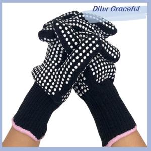 Ditur 1PC New Double-sided Hair Straightener Perm Curling Hairdressing Heat Resistant Finger Glove Hair Salon Tools Thermal Styling Gloves