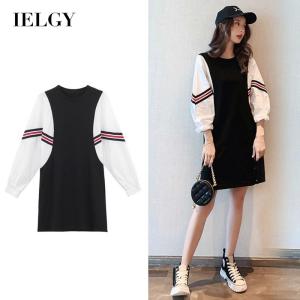 IELGY Đầm Nữ Cổ Tròn Tay Dài Mặc Lót Phong Cách Hàn Quốc